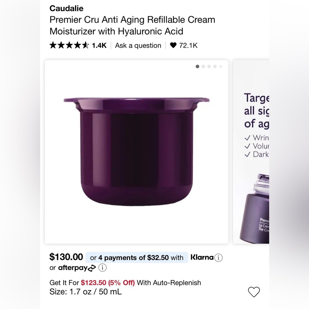 Caudalie Premier Cru Anti Aging Refillable Cream Moisturizer